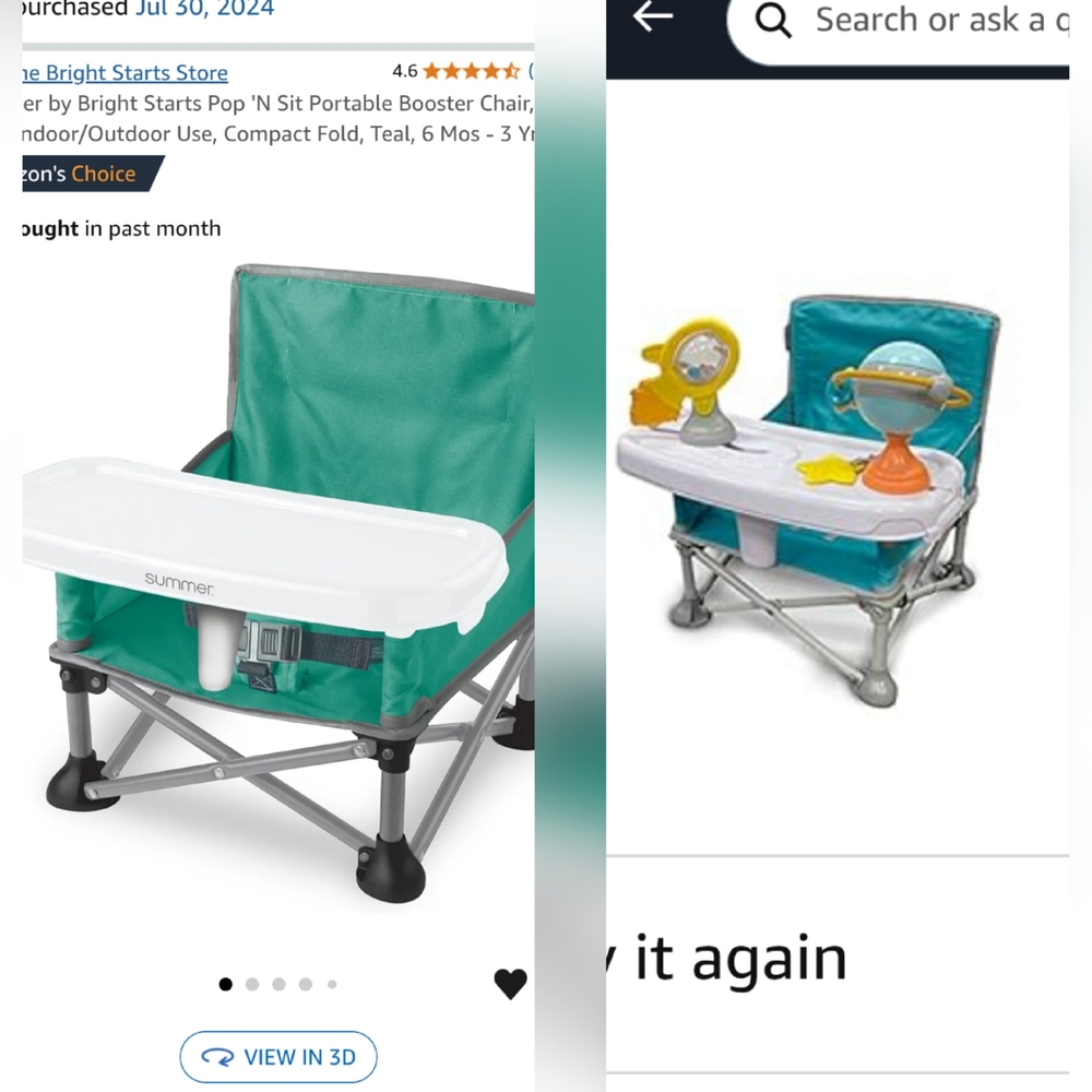 Summer Infant Teal Portable Booster Chairs Twins Two Seats